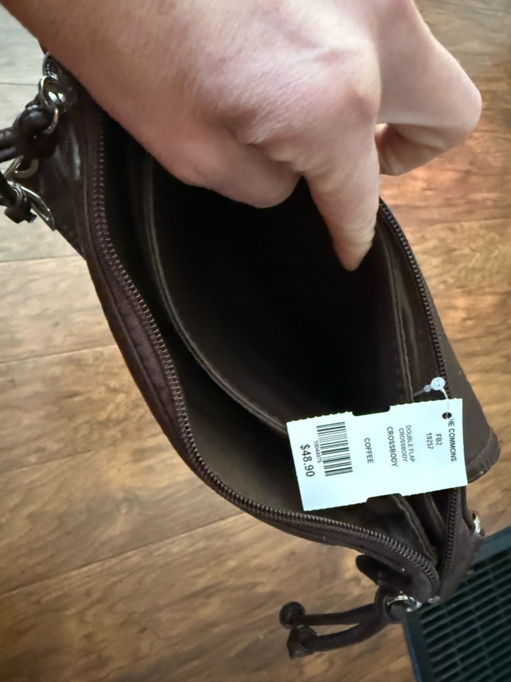 Leather Crossbody Bag in Dark Brown - Picture 3 of 4